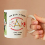 Beste vader van Baseball Aangepaste Fotonaam ter w Koffiemok<br><div class="desc">'s Werelds beste pap van de Aangepaste honkfoto van de Baseball Coffee Mugs bevat een van je favoriete foto's met de tekst 'De beste vader ter wereld' in het moderne script en je aangepaste tekst in het midden. Gepersonaliseerd door de tekst in de tekstvakjes uit te geven verstrekt en uw...</div>