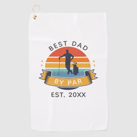 Beste vader van de familie Par Golfing Fathers Day Golfhanddoek (Voorkant)