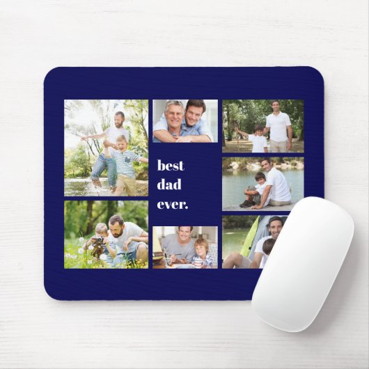 Beste vader van de marine Blue Photo Collage Muismat (Met muis)