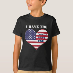 Beste Vader van de Wereld Amerikaanse Vlag Hart T-shirt