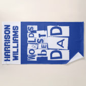 Beste vader van de wereld Blauw en Witte Modern Strandlaken (Voorkant)