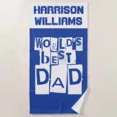 Beste vader van de wereld Blauw en Witte Modern Strandlaken (Voorkant)