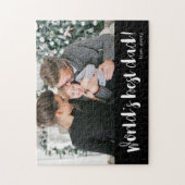 Beste vader van de wereld Foto en Naam Zwart-wit Legpuzzel (Verticaal)