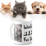 Beste vader van de wereld persoonlijke foto's koffiemok<br><div class="desc">Deze mok is een leuk cadeau voor de beste pontvader ooit,  met twee van je huisdierfoto's en 'World's Best Fur Dad' in een coole typografie.</div>
