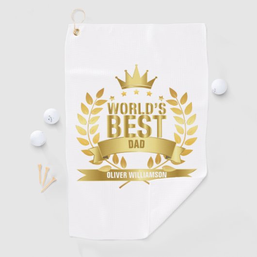 Beste Vader van de Wereld Vader Goud 5 Sterren Golfhanddoek (Insitu)