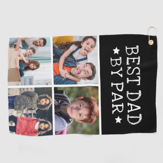 Beste vader van foto's collage golfhanddoek (Horizontaal)