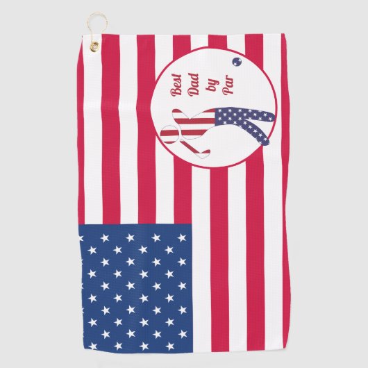 Beste vader van Par | Amerikaanse vlag Golf Player Golfhanddoek (Voorkant)