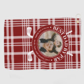 Beste vader van Par Buffalo Plaid Vaderdag Foto Golfhanddoek (Horizontaal)