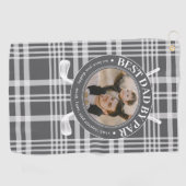 Beste vader van Par Buffalo Plaid Vaderdag Foto Golfhanddoek (Horizontaal)