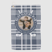 Beste vader van Par Buffalo Plaid Vaderdag Foto Golfhanddoek (Voorkant)
