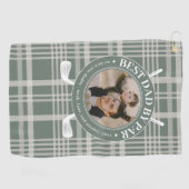 Beste vader van Par Buffalo Plaid Vaderdag Foto Golfhanddoek (Horizontaal)