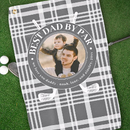 Beste vader van Par Buffalo Plaid Vaderdag Foto Golfhanddoek