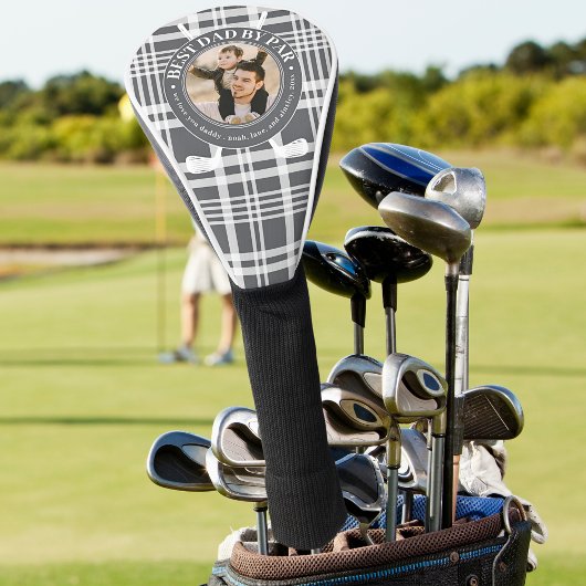 Beste vader van Par Buffalo Plaid Vaderdag Foto Golfheadcover