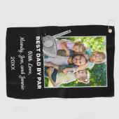 Beste vader van Par Custom Foto Golf Towel Golfhanddoek (Horizontaal)