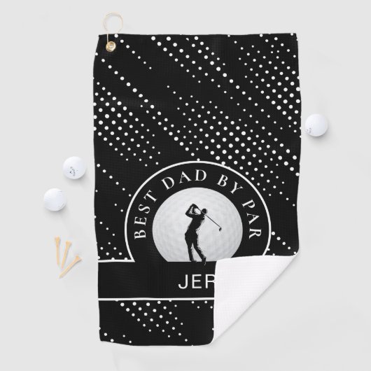 Beste vader van Par Custom Male Golfer Black & Whi Golfhanddoek (Insitu)