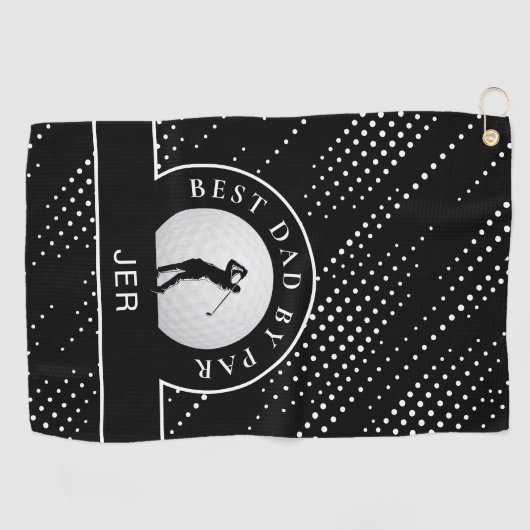 Beste vader van Par Custom Male Golfer Black & Whi Golfhanddoek (Horizontaal)