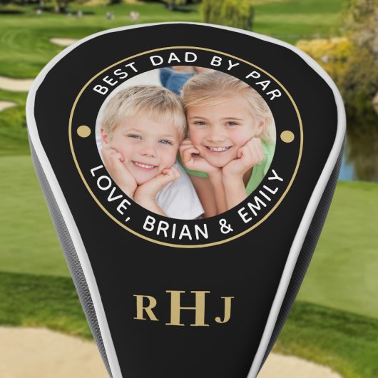 BESTE VADER VAN PAR Foto Monogram Zwart Goud Golfheadcover