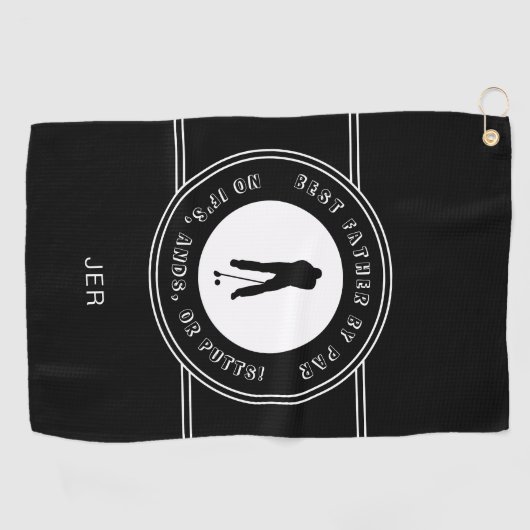 Beste vader van Par Funny Putts Mannen Golfer Blac Golfhanddoek (Horizontaal)