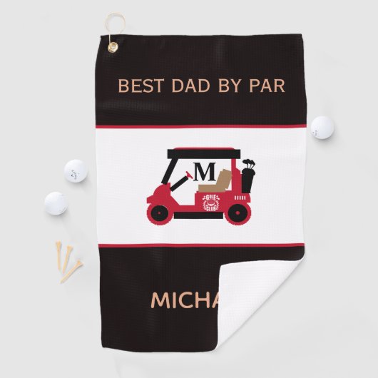 Beste vader van Par Golf Cart Monogram Golfhanddoek (Insitu)