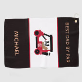 Beste vader van Par Golf Cart Monogram Golfhanddoek (Horizontaal)