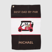 Beste vader van Par Golf Cart Monogram Golfhanddoek (Voorkant)