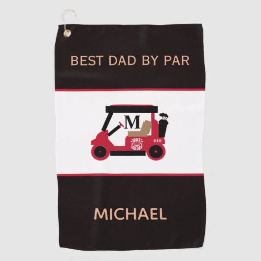 Beste vader van Par Golf Cart Monogram Golfhanddoek (Voorkant)
