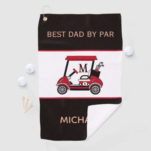 Beste vader van Par Golf Cart Monogram Golfhanddoek (Insitu)