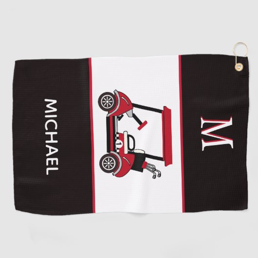 Beste vader van Par Golf Cart Monogram Golfhanddoek (Horizontaal)