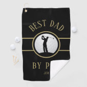Beste vader van Par Golf Quote Monogramed Black Go Golfhanddoek (Insitu)
