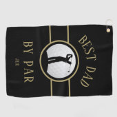 Beste vader van Par Golf Quote Monogramed Black Go Golfhanddoek (Horizontaal)