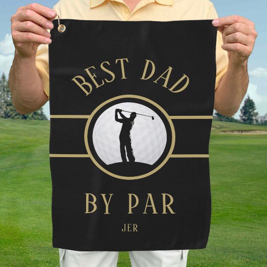 Beste vader van Par Golf Quote Monogramed Black Go Golfhanddoek