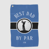 Beste vader van Par Golf Quote Monogrammed Blue Bl Golfhanddoek (Voorkant)