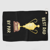 Beste vader van Par Golf Towel met Gold Trophy Golfhanddoek (Horizontaal)
