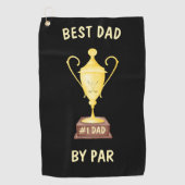 Beste vader van Par Golf Towel met Gold Trophy Golfhanddoek (Voorkant)