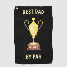 Beste vader van Par Golf Towel met Gold Trophy Golfhanddoek