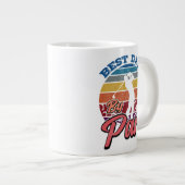 Beste vader van Par Golfer pa Retro Sunset Style Grote Koffiekop (Voorkant rechts)