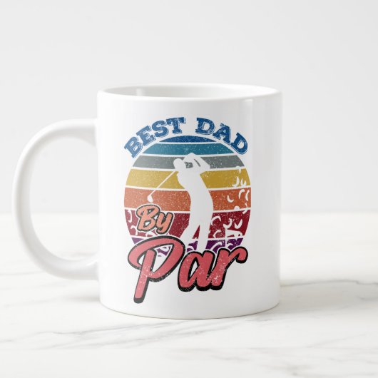 Beste vader van Par Golfer pa Retro Sunset Style Grote Koffiekop (Links)