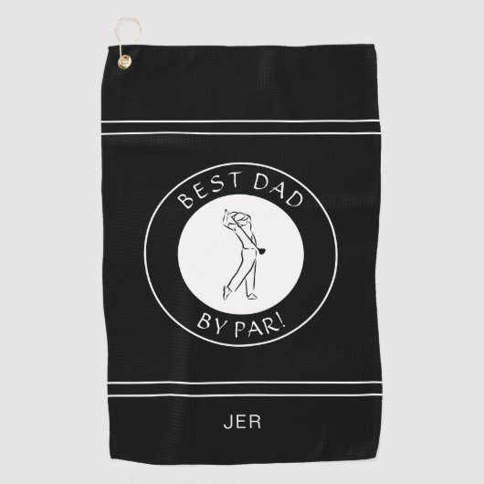 Beste vader van Par Golfer Pro Funny Black White M Golfhanddoek (Voorkant)