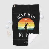 Beste vader van Par Golfer Silhouette Black White Golfhanddoek (Insitu)