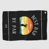 Beste vader van Par Golfer Silhouette Black White Golfhanddoek (Horizontaal)