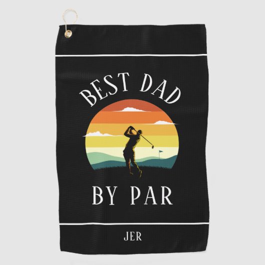 Beste vader van Par Golfer Silhouette Black White Golfhanddoek (Voorkant)