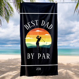 Beste vader van Par Golfer Silhouette Black White Strandlaken