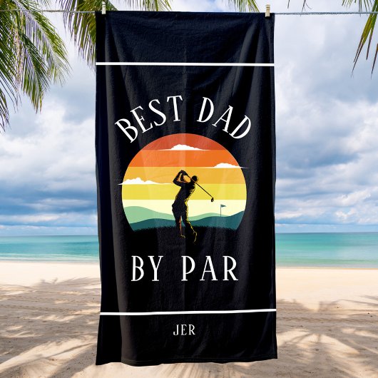 Beste vader van Par Golfer Silhouette Black White Strandlaken
