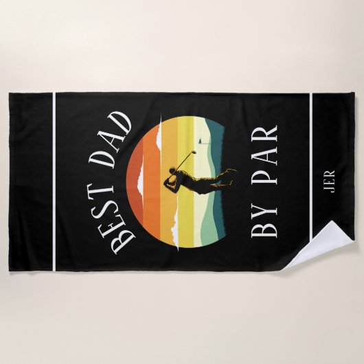 Beste vader van Par Golfer Silhouette Black White Strandlaken (Voorkant)