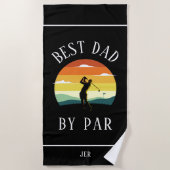 Beste vader van Par Golfer Silhouette Black White Strandlaken (Voorkant)
