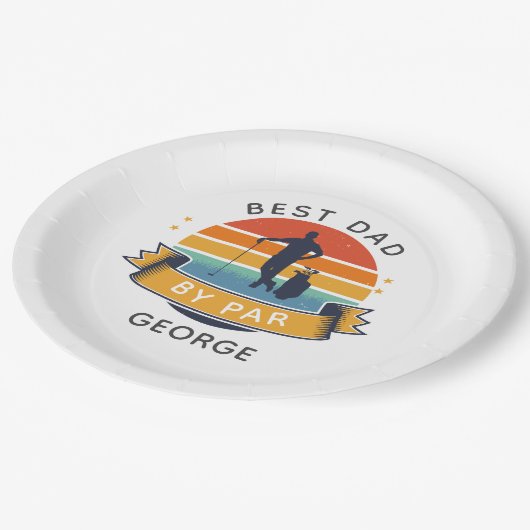 Beste vader van Par Golfing Sports Lover Birthday Papieren Bordje (Gekanteld)