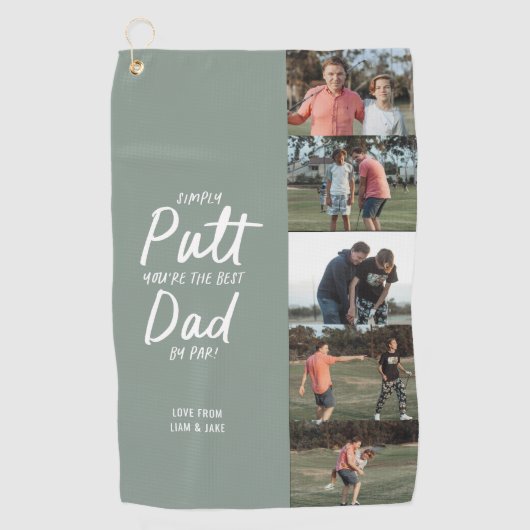 Beste vader van Par multi Foto Golf Fathers Day Go Golfhanddoek (Voorkant)