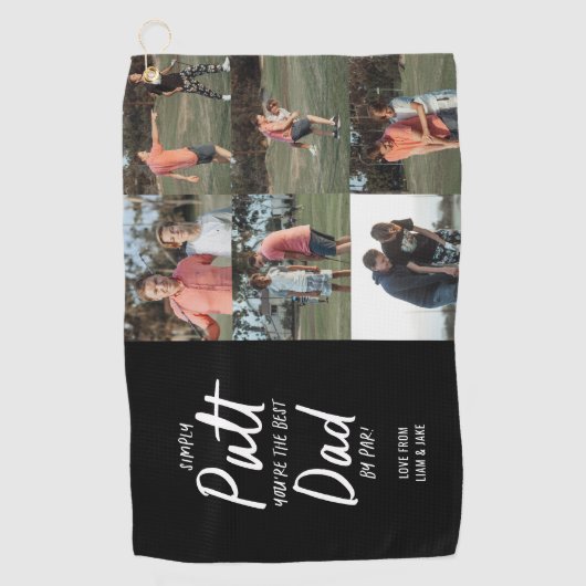 Beste vader van Par multi Foto Golf Fathers Day Golfhanddoek (Voorkant)