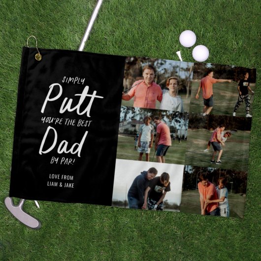 Beste vader van Par multi Foto Golf Fathers Day Golfhanddoek