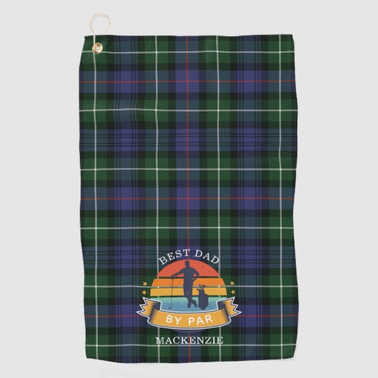 Beste vader van Par Pset MacKenzie Green Paars Golfhanddoek (Voorkant)